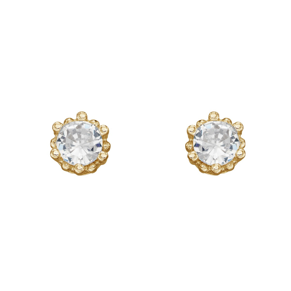 Gecko Jewellery Recycled Silver Dotted Round Cubic Zirconia Stud Earrings