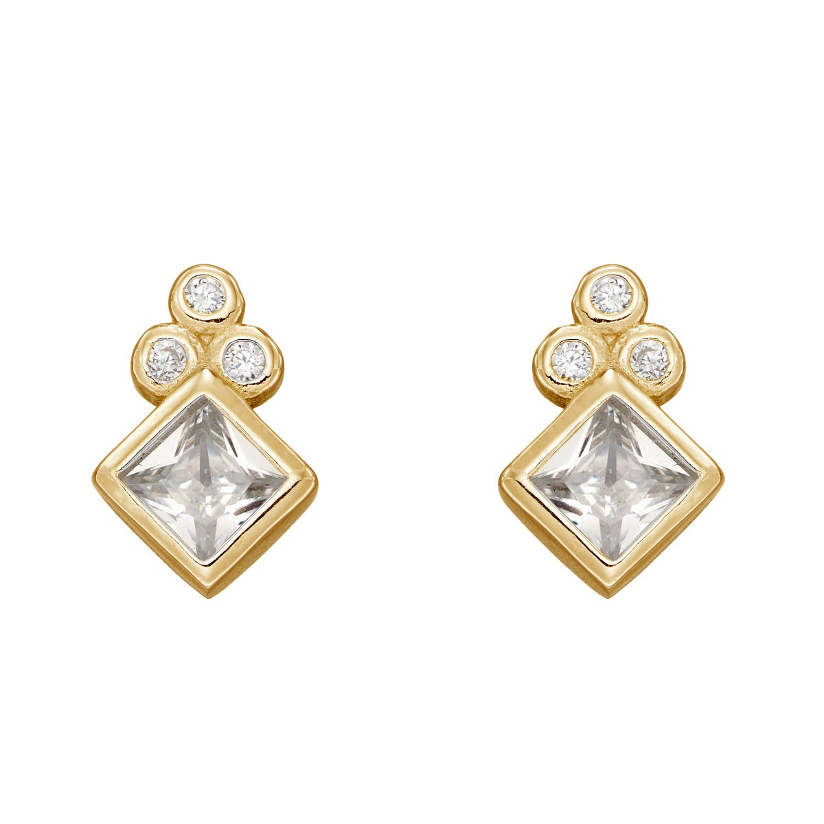 Gecko Jewellery Sterling Silver Diamond Shape Cubic Zirconia Stud Earrings