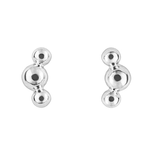Gecko Jewellery Recycled Sterling Silver Triple Ball Stud Earrings