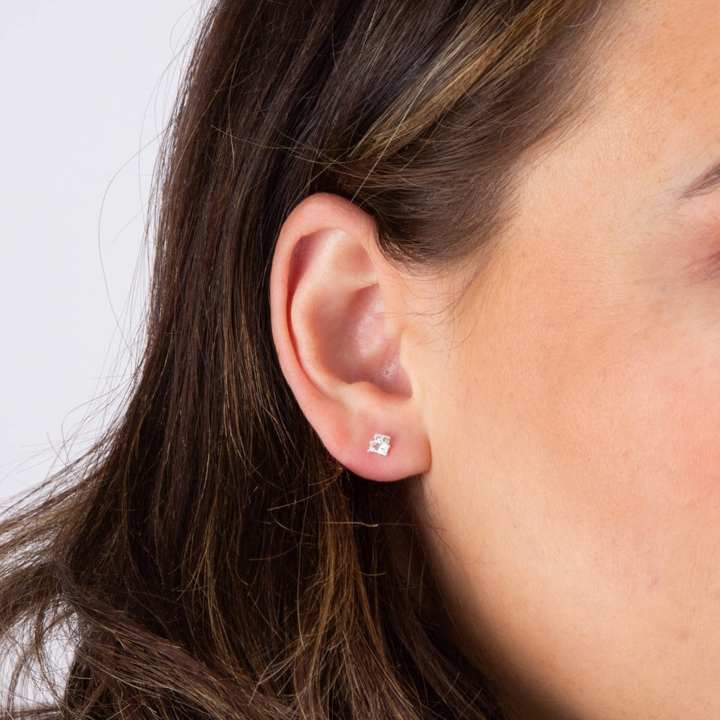 Gecko Jewellery Recycled Sterling Silver Baguette Stud Earrings