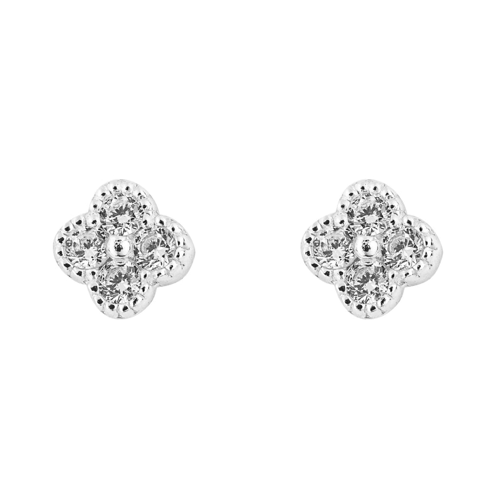 Gecko Jewellery Flower Stud Earrings – Recycled Sterling Silver & CZ
