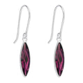 Gecko Jewellery Amethyst Crystal Slim Navette Drop Earrings in Silver