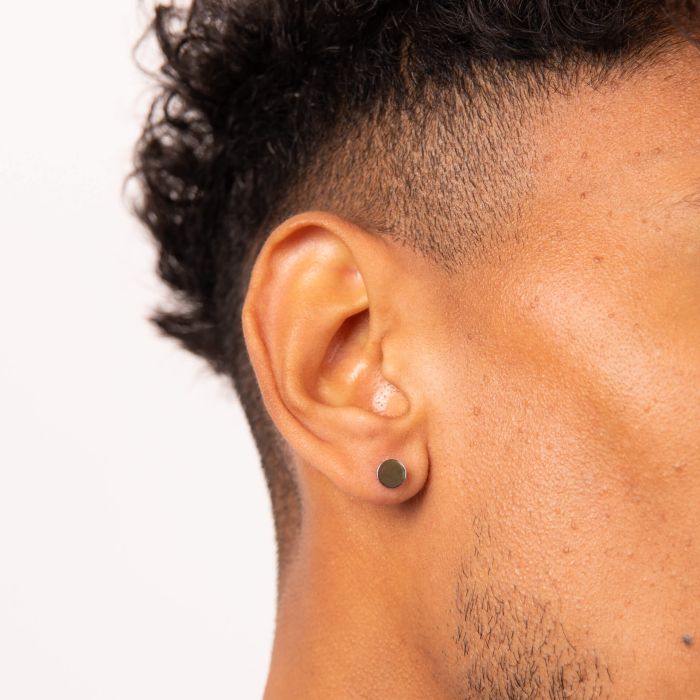 Fred Bennett Plain Round Stud Earrings in Stainless Steel – Flat Design