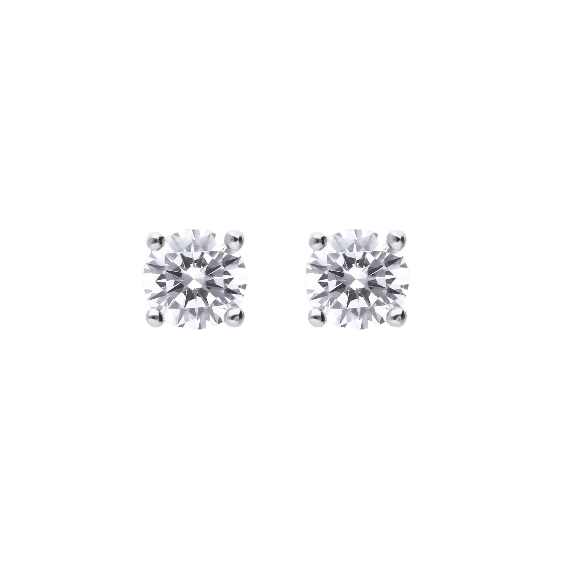 Gecko Jewellery Sterling Silver Four Claw Zirconia Solitaire Stud Earrings