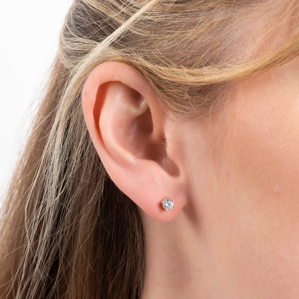 Gecko Jewellery Sterling Silver Four Claw Zirconia Solitaire Stud Earrings