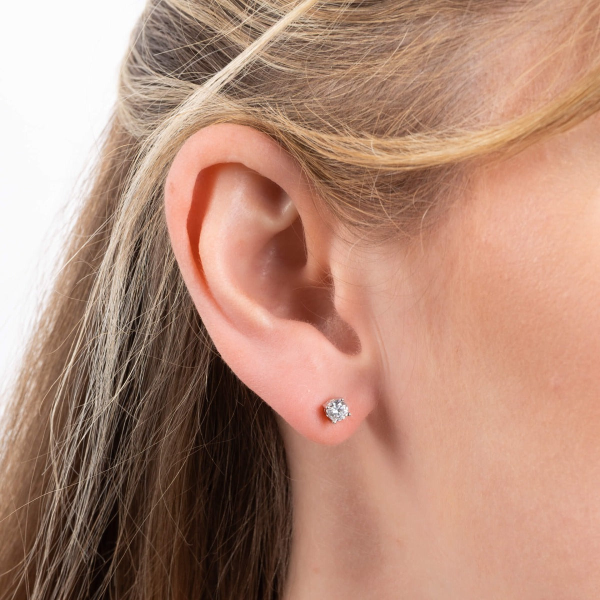 Gecko Jewellery Sterling Silver Four Claw Zirconia Solitaire Stud Earrings