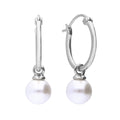 Gecko Jewellery Shell Pearl Hoop Earrings in Triple Plated Sterling Silver