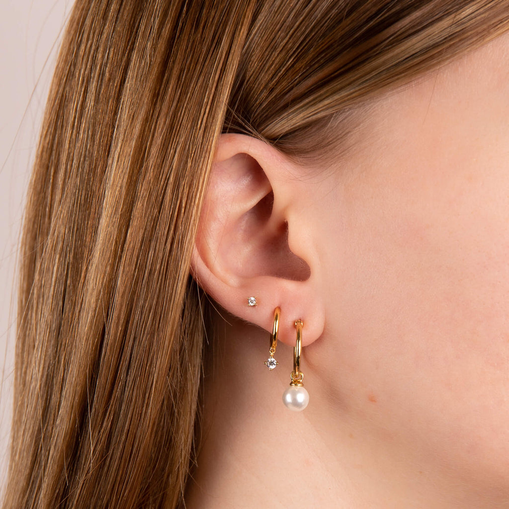 Gecko Jewellery Plated Sterling Silver Diamonfire Zirconia Hoop Earrings