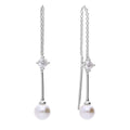 Gecko Jewellery Pearl & Zirconia Sterling Silver Pull Through Earrings