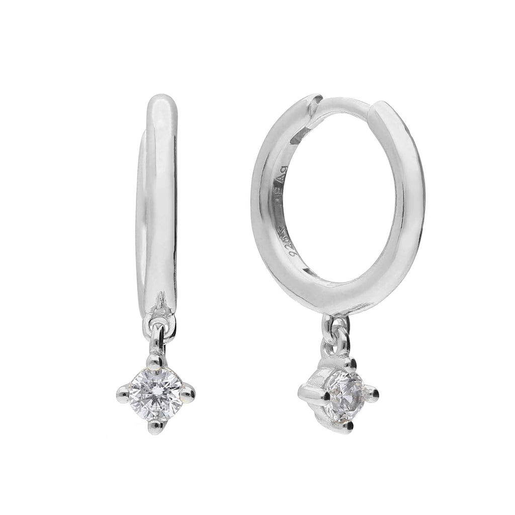 Gecko Jewellery Plated Sterling Silver Diamonfire Zirconia Hoop Earrings