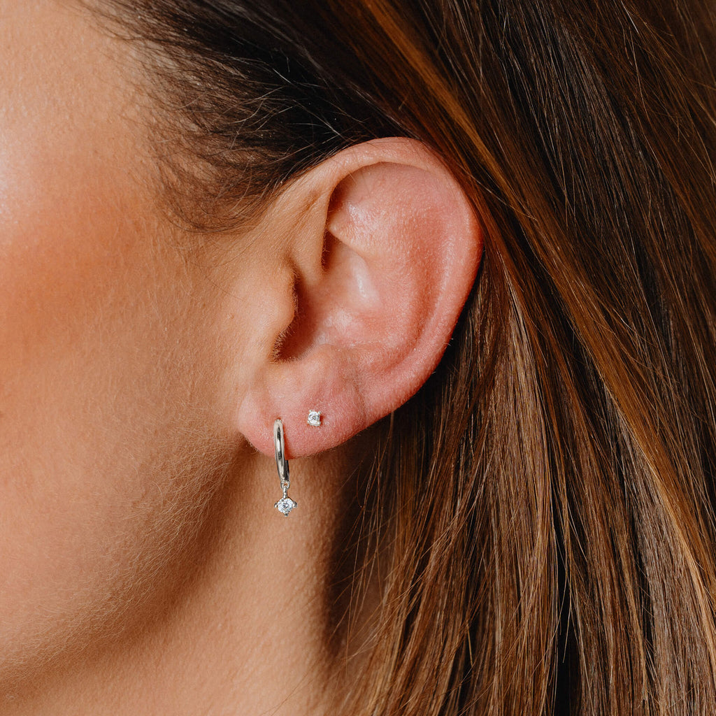 Gecko Jewellery Plated Sterling Silver Diamonfire Zirconia Hoop Earrings