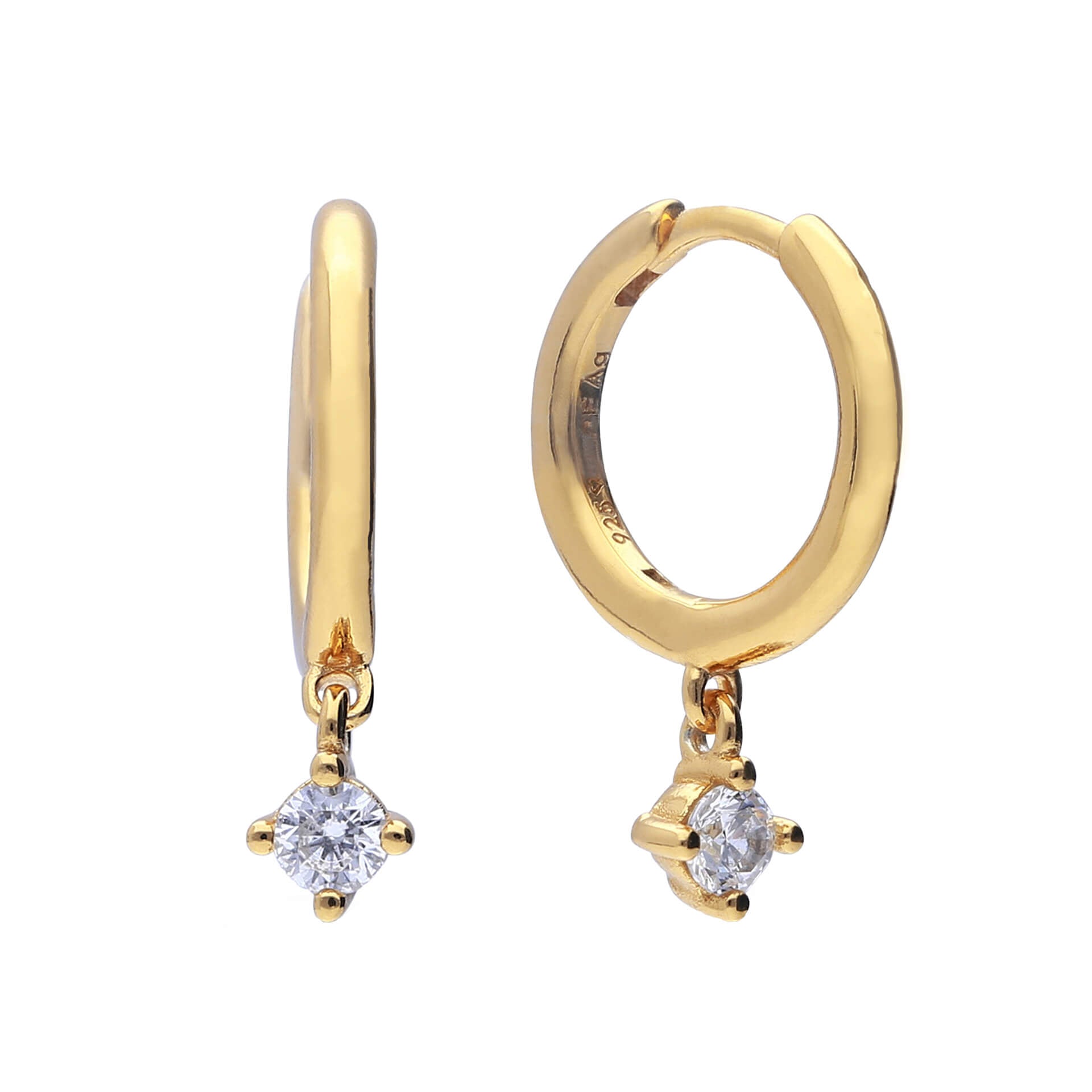 Gecko Jewellery Plated Sterling Silver Diamonfire Zirconia Hoop Earrings
