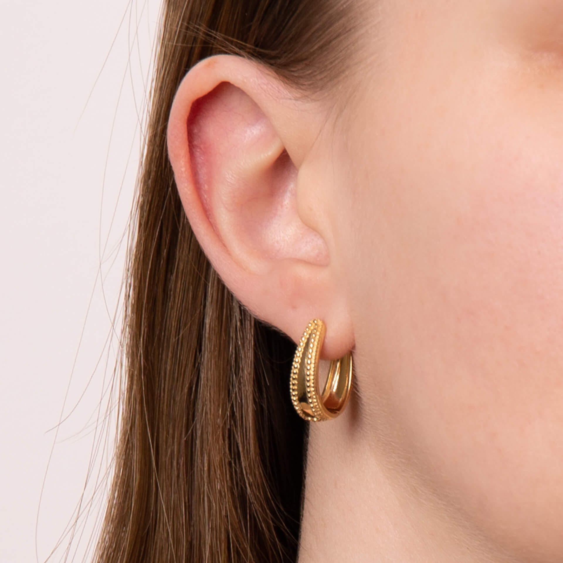 Gecko Jewellery Milgrain Edge Chunky Hoop Earrings in Sterling Silver