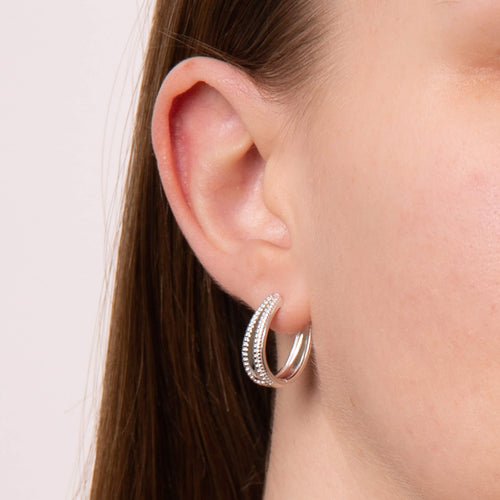 Gecko Jewellery Milgrain Edge Chunky Hoop Earrings in Sterling Silver