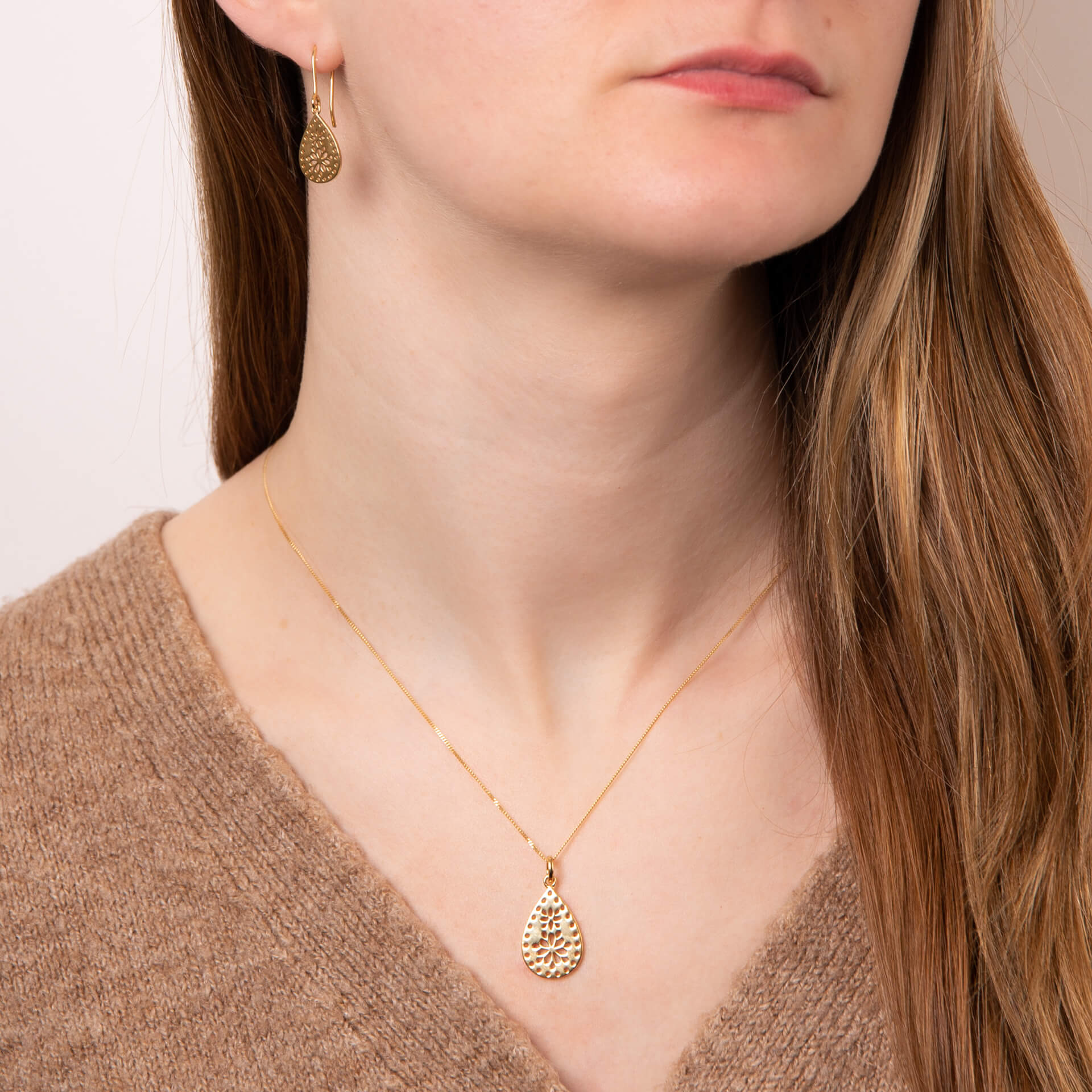 Gecko Jewellery Recycled Sterling Silver Cut Out Lace Drop Earrings