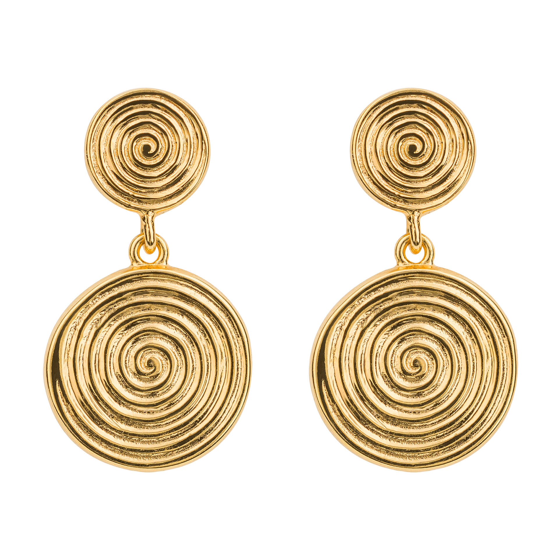 Gecko Jewellery Recycled Sterling Silver Double Spiral Disc Drop Earrings