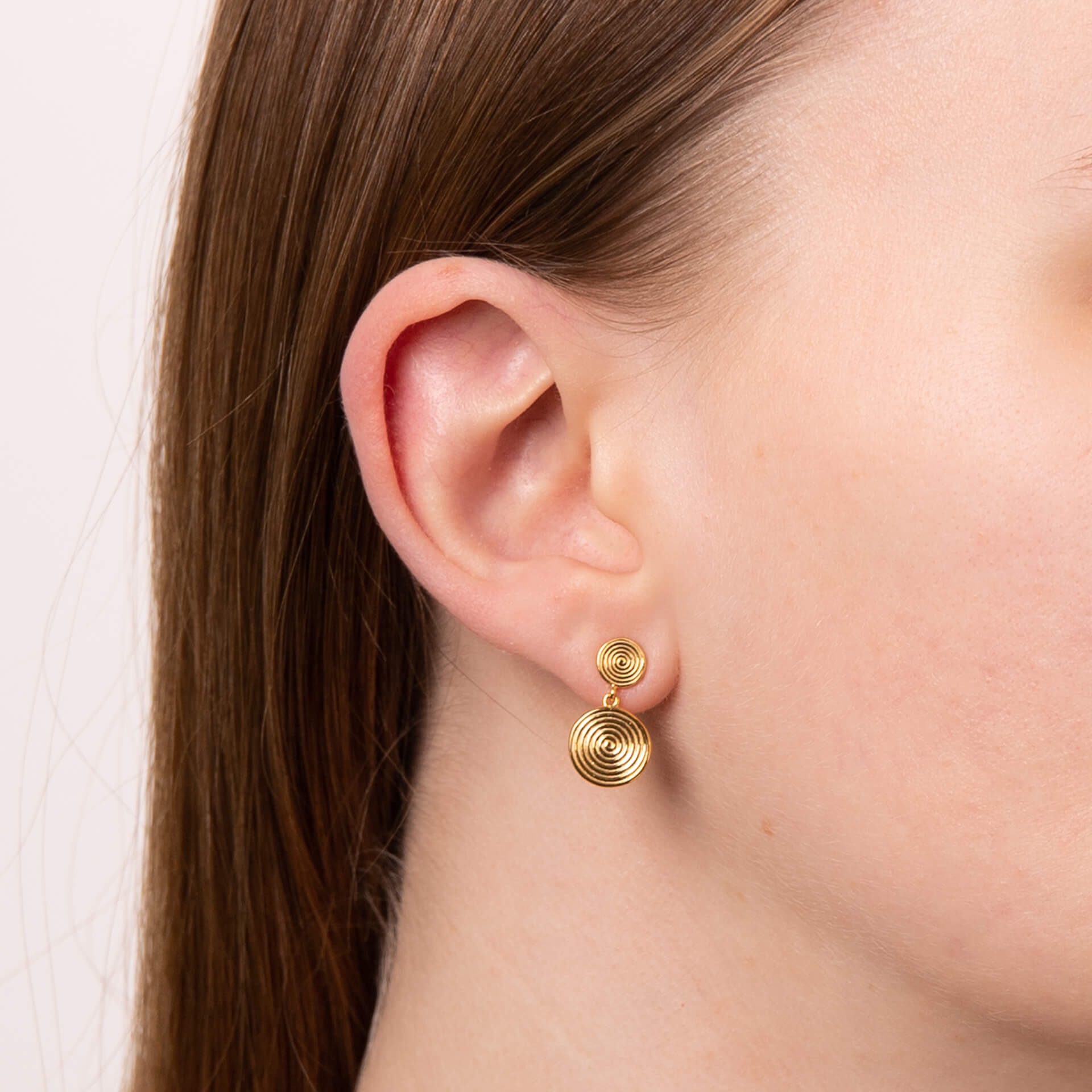 Gecko Jewellery Recycled Sterling Silver Double Spiral Disc Drop Earrings