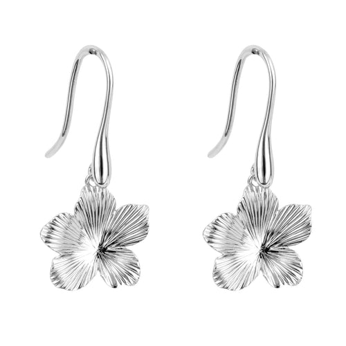 Gecko Jewellery 3D Floral Drop Earrings in Recycled Sterling Silver