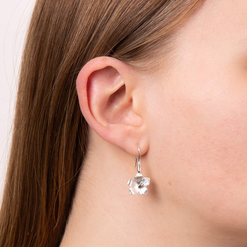 Gecko Jewellery 3D Floral Drop Earrings in Recycled Sterling Silver