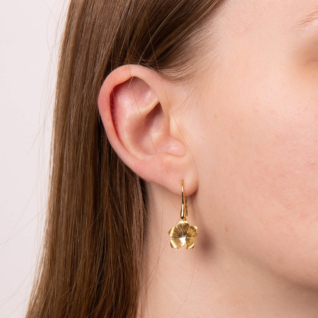 Gecko Jewellery 3D Floral Drop Earrings in Recycled Sterling Silver
