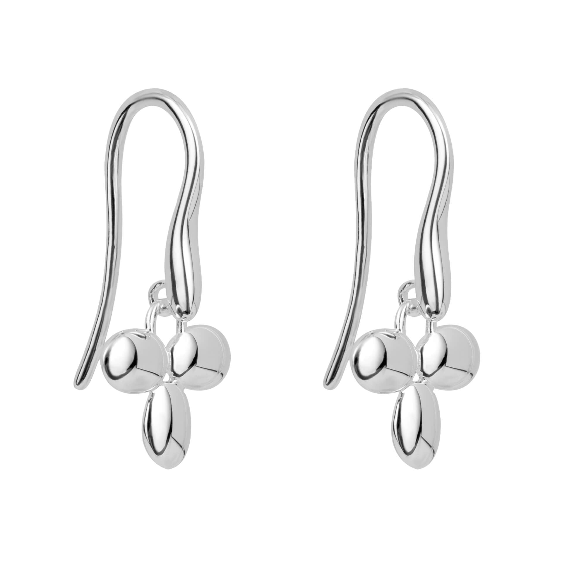 Gecko Jewellery Puffed Tri-Petal Drop Earrings in Recycled Silver