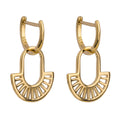 Gecko Jewellery Geometric Fan Drop Earrings | Yellow Gold Plated Silver