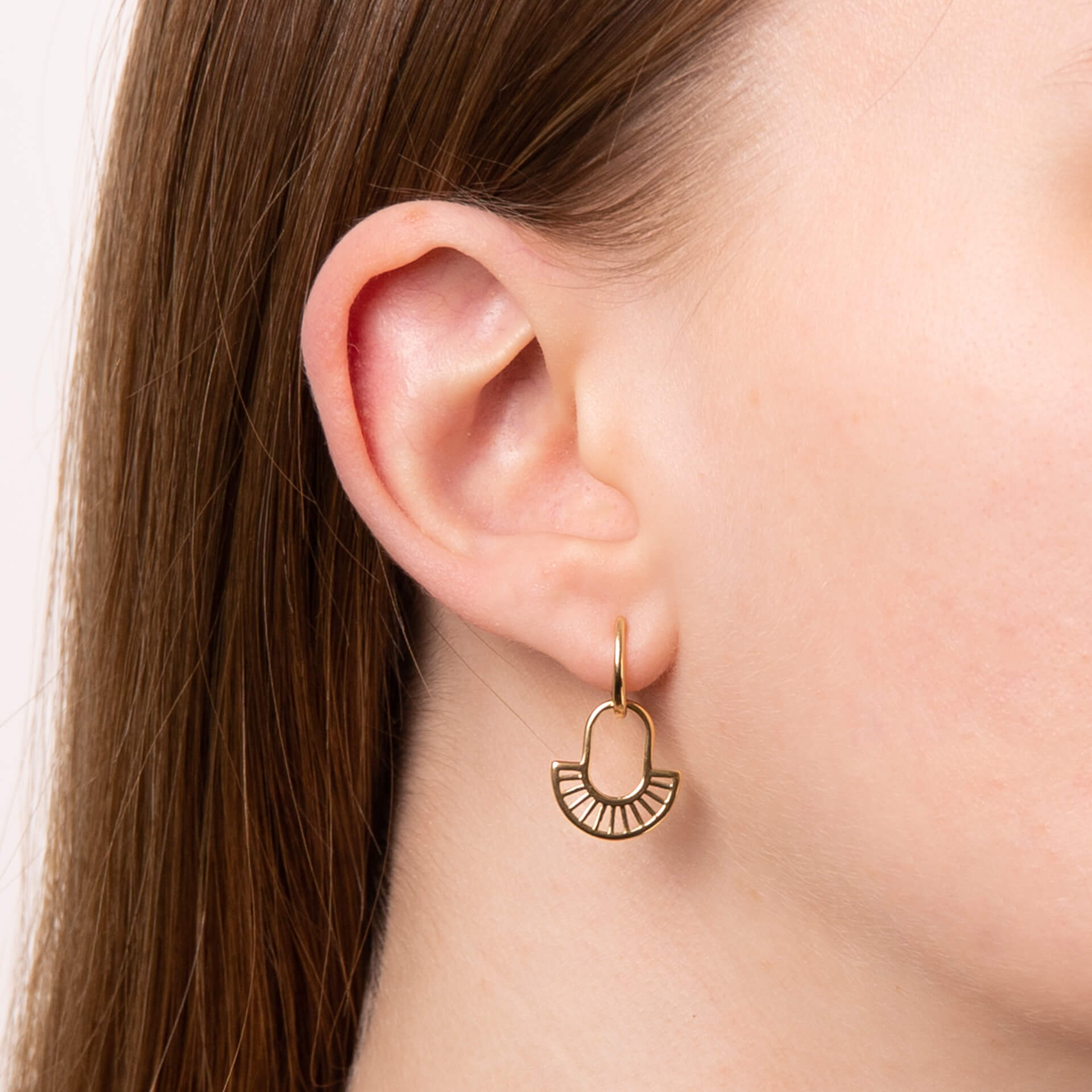 Gecko Jewellery Geometric Fan Drop Earrings | Yellow Gold Plated Silver