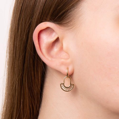 Gecko Jewellery Geometric Fan Drop Earrings | Yellow Gold Plated Silver