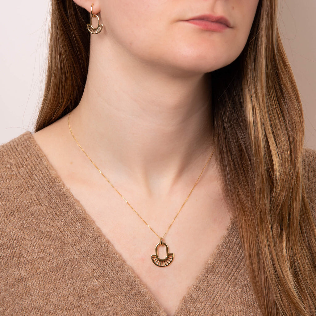 Gecko Jewellery Geometric Fan Drop Earrings | Yellow Gold Plated Silver
