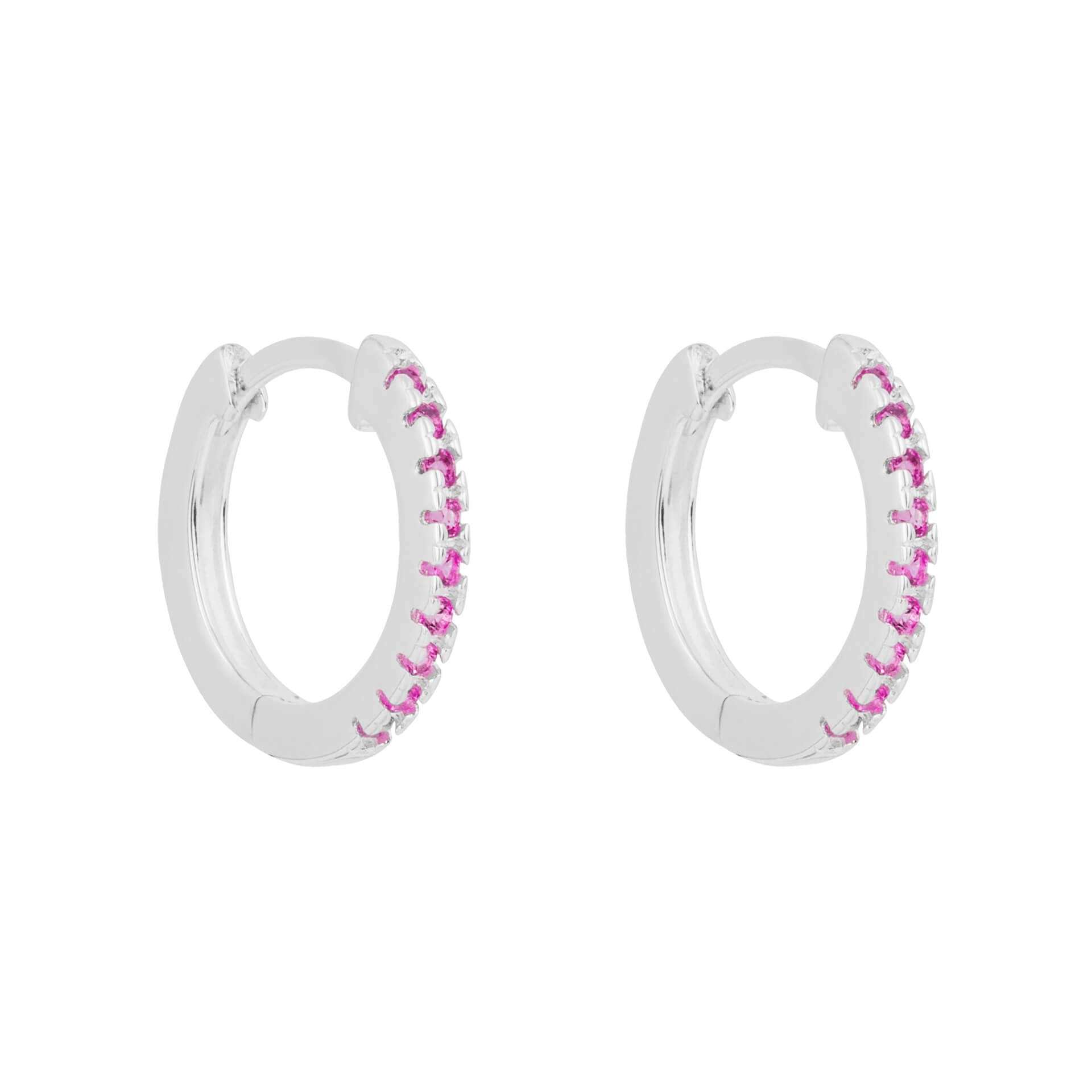 Beginnings Recycled Sterling Silver Thin Hoop Earrings with Stones