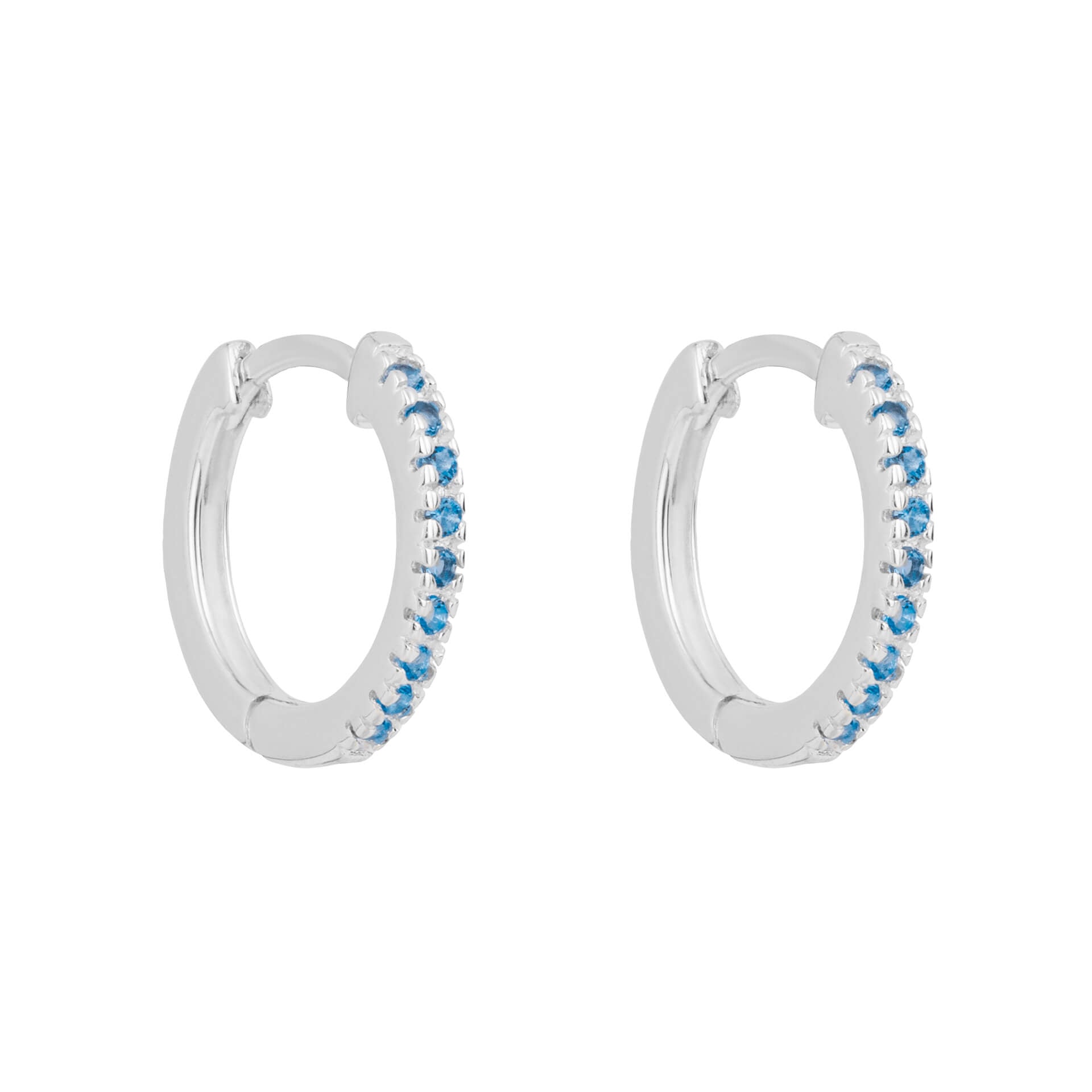 Beginnings Recycled Sterling Silver Thin Hoop Earrings with Stones
