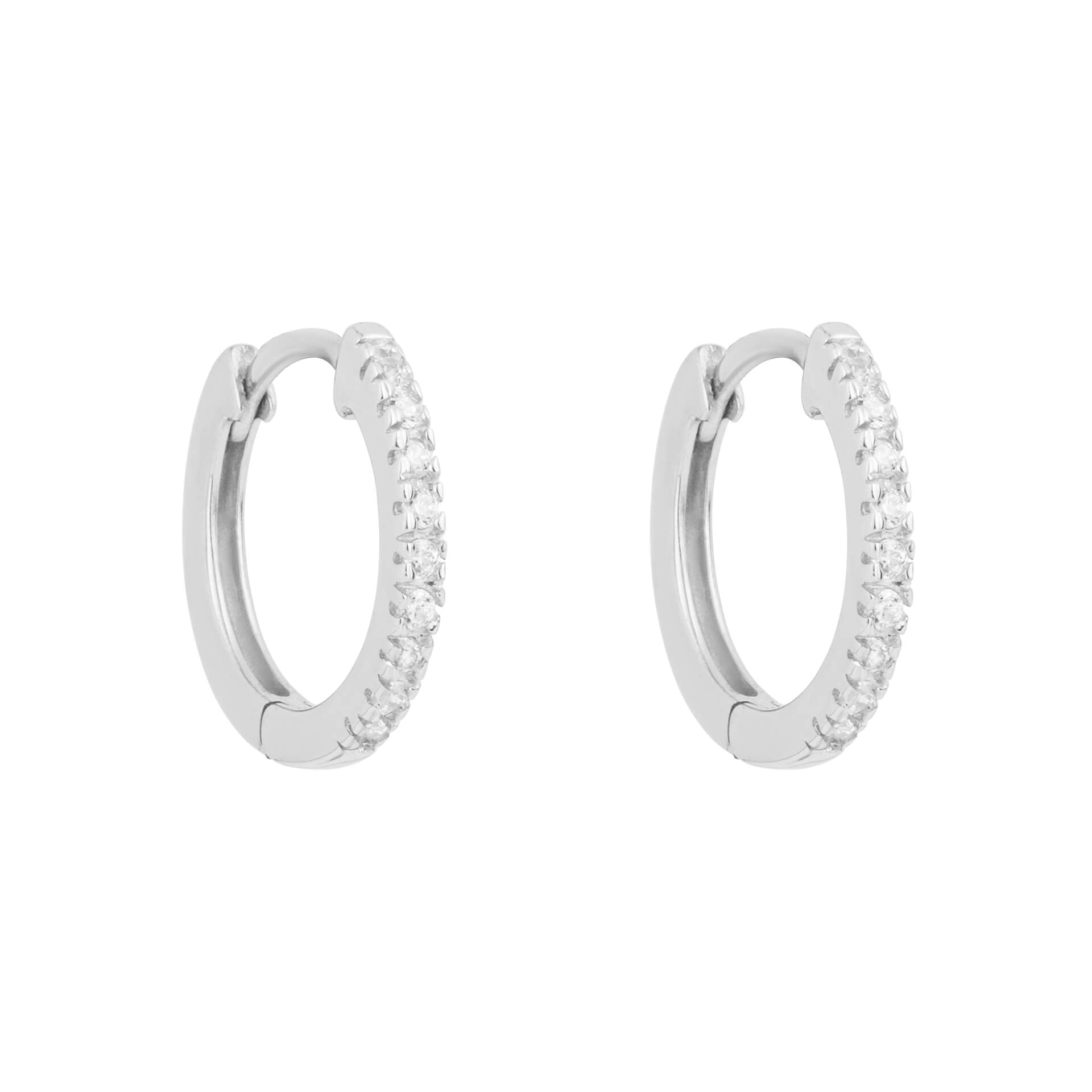Beginnings Recycled Sterling Silver Thin Hoop Earrings with Stones