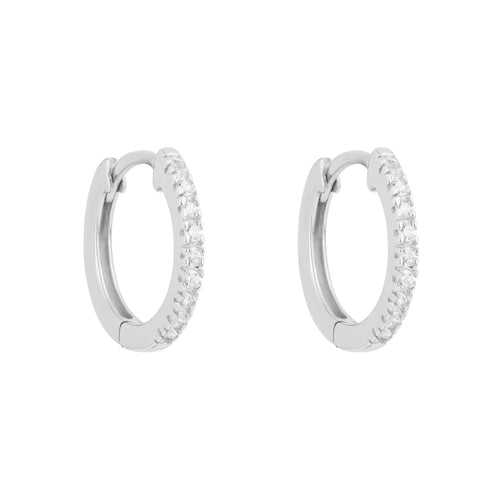 Beginnings Recycled Sterling Silver Thin Hoop Earrings with Stones