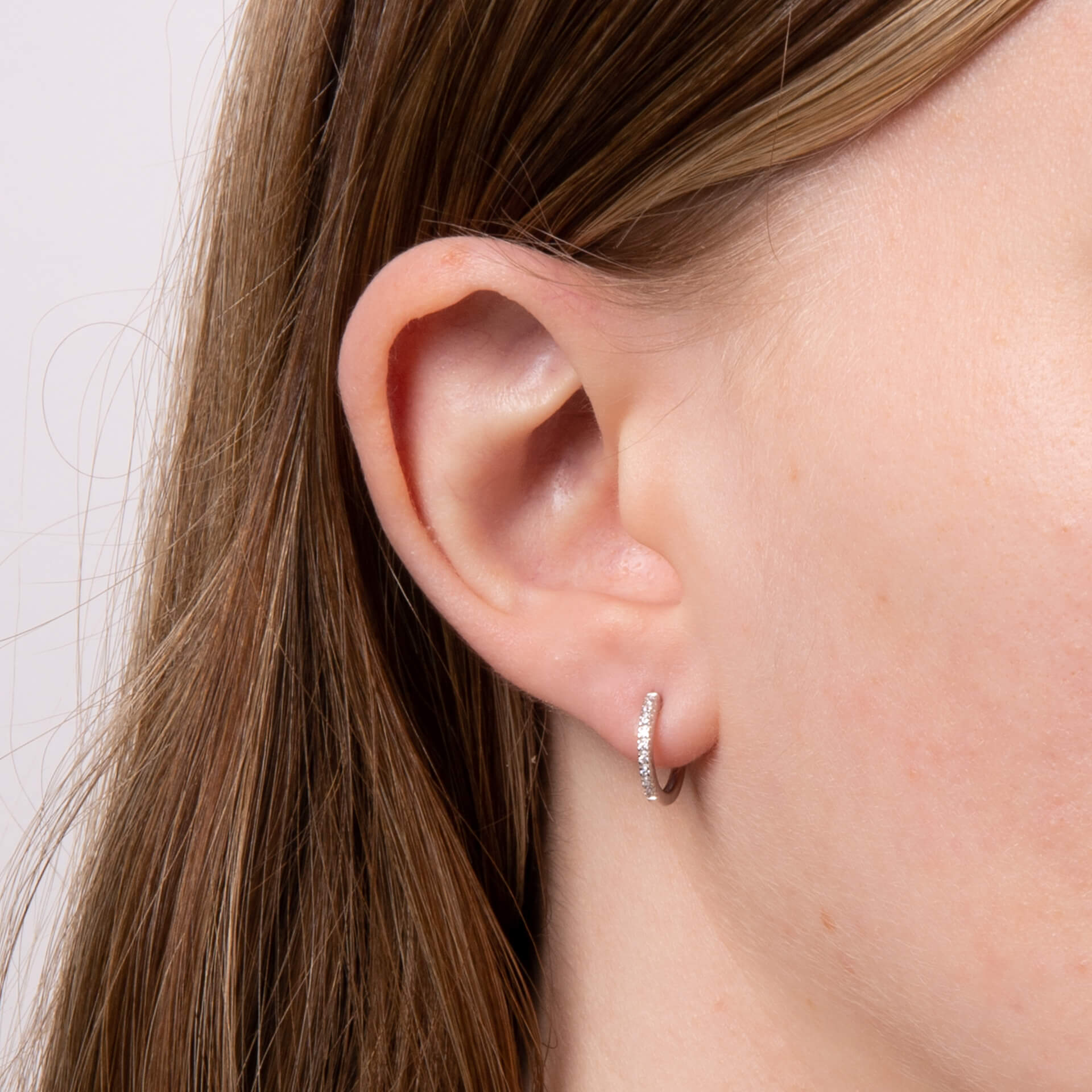 Beginnings Recycled Sterling Silver Thin Hoop Earrings with Stones