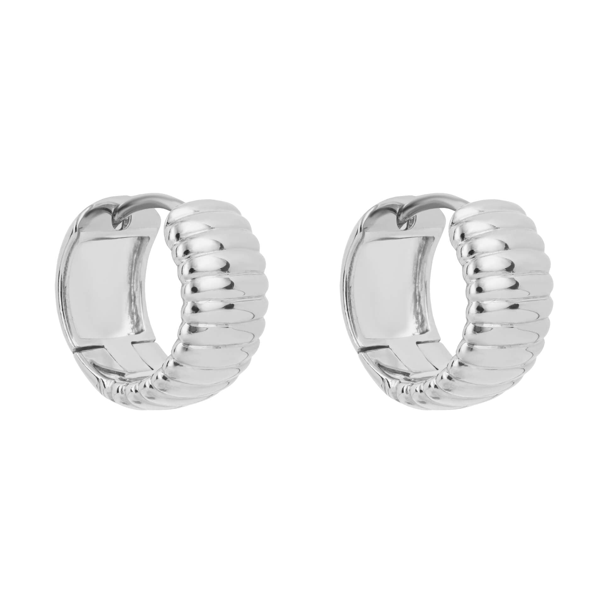 Gecko Jewellery Textured Ridges Hoop Earrings in Recycled Sterling Silver