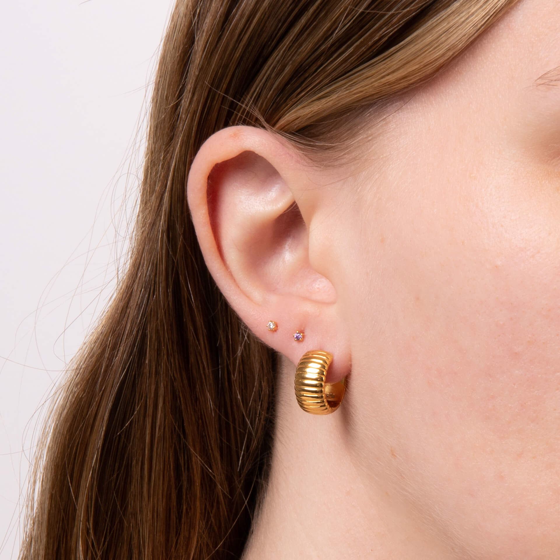 Gecko Jewellery Textured Ridges Hoop Earrings in Recycled Sterling Silver
