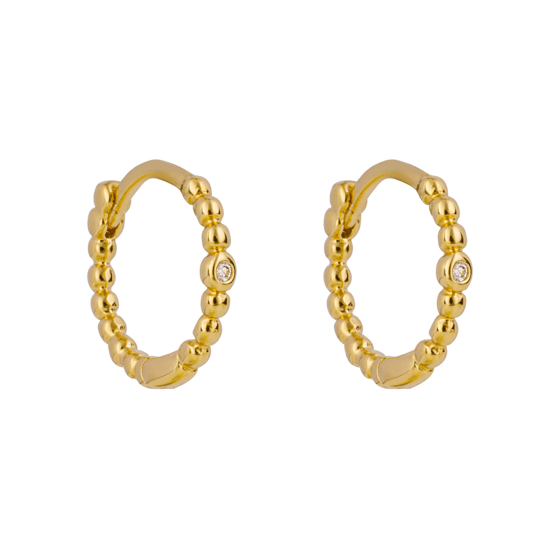 Gecko Jewellery Beaded Hoop Earrings | Recycled Sterling Silver & CZ
