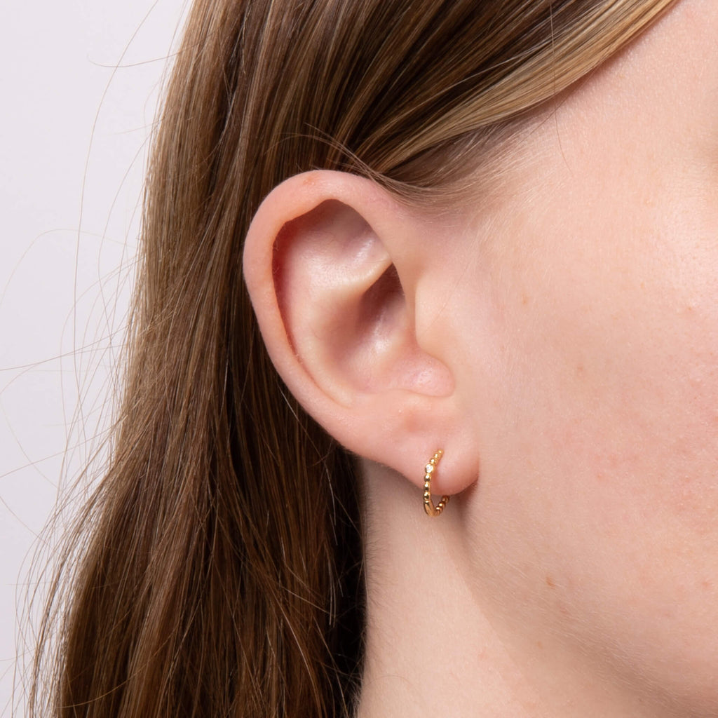 Gecko Jewellery Beaded Hoop Earrings | Recycled Sterling Silver & CZ