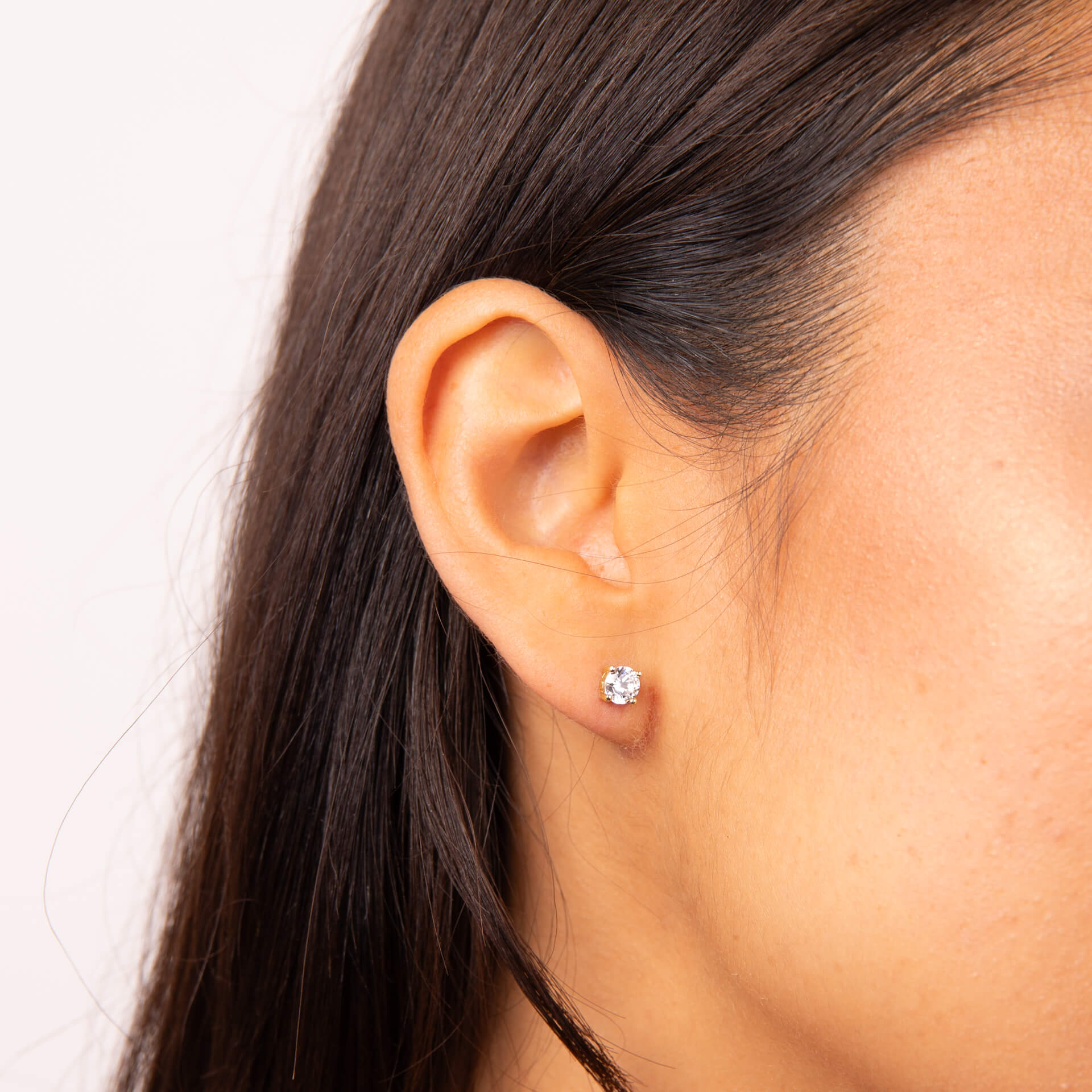 Gecko Jewellery Sterling Silver Four Claw Zirconia Solitaire Stud Earrings