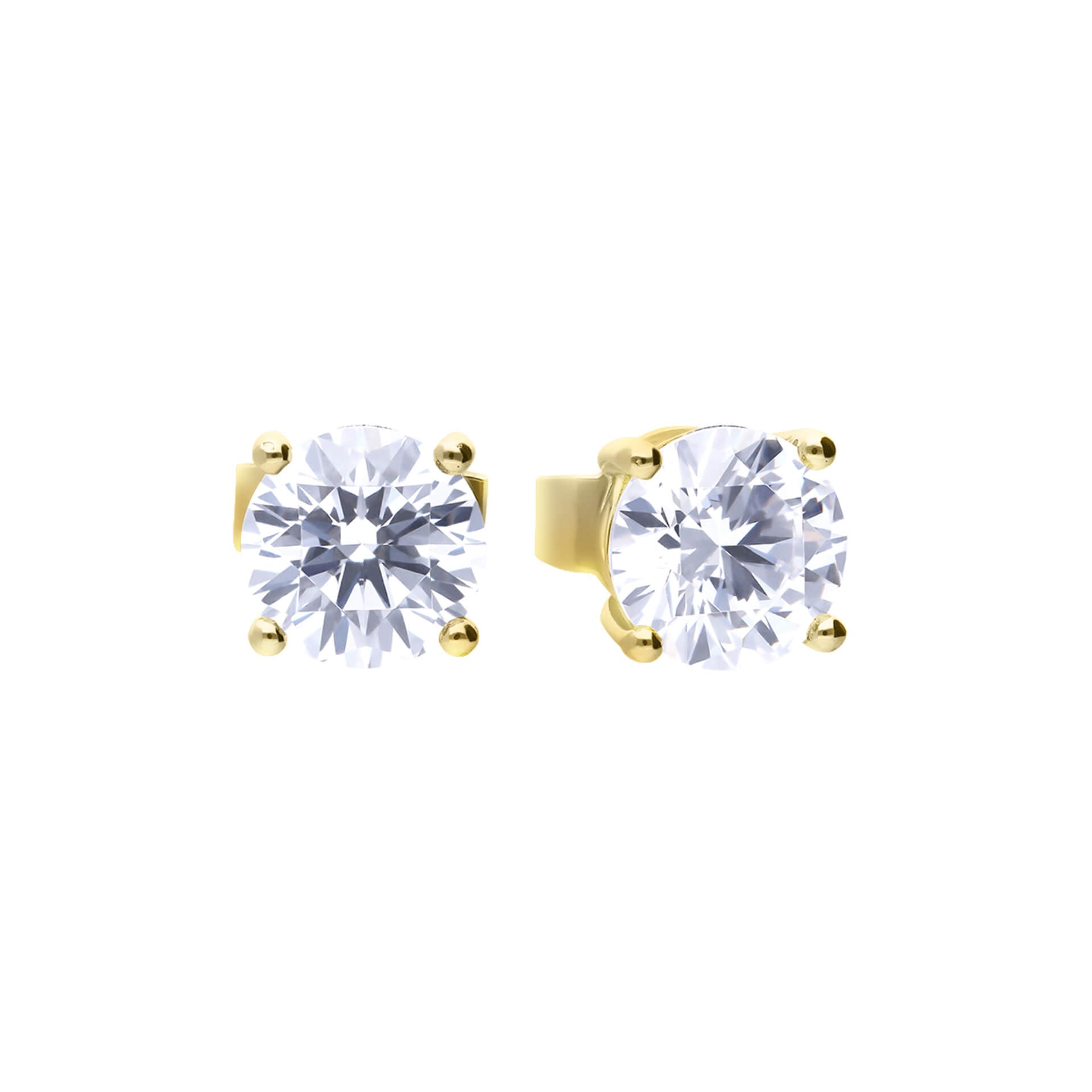 Gecko Jewellery Sterling Silver Four Claw Zirconia Solitaire Stud Earrings