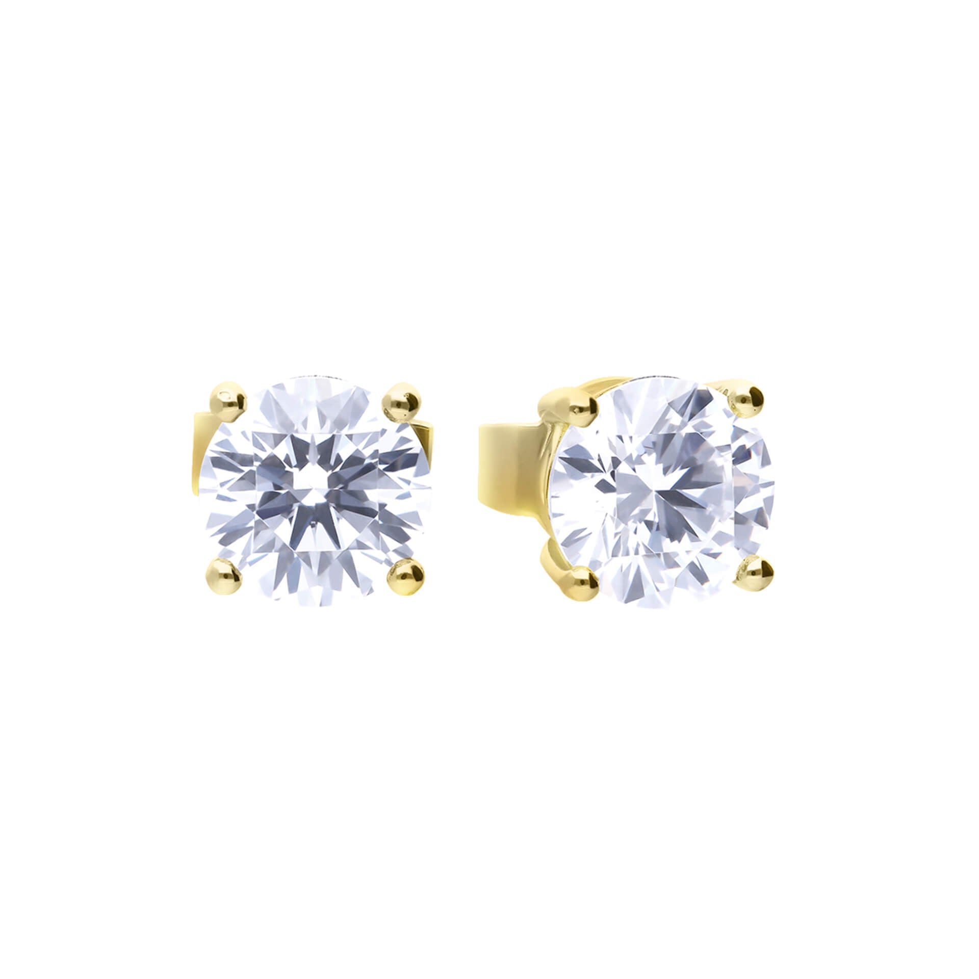 Gecko Jewellery Sterling Silver Four Claw Zirconia Solitaire Stud Earrings