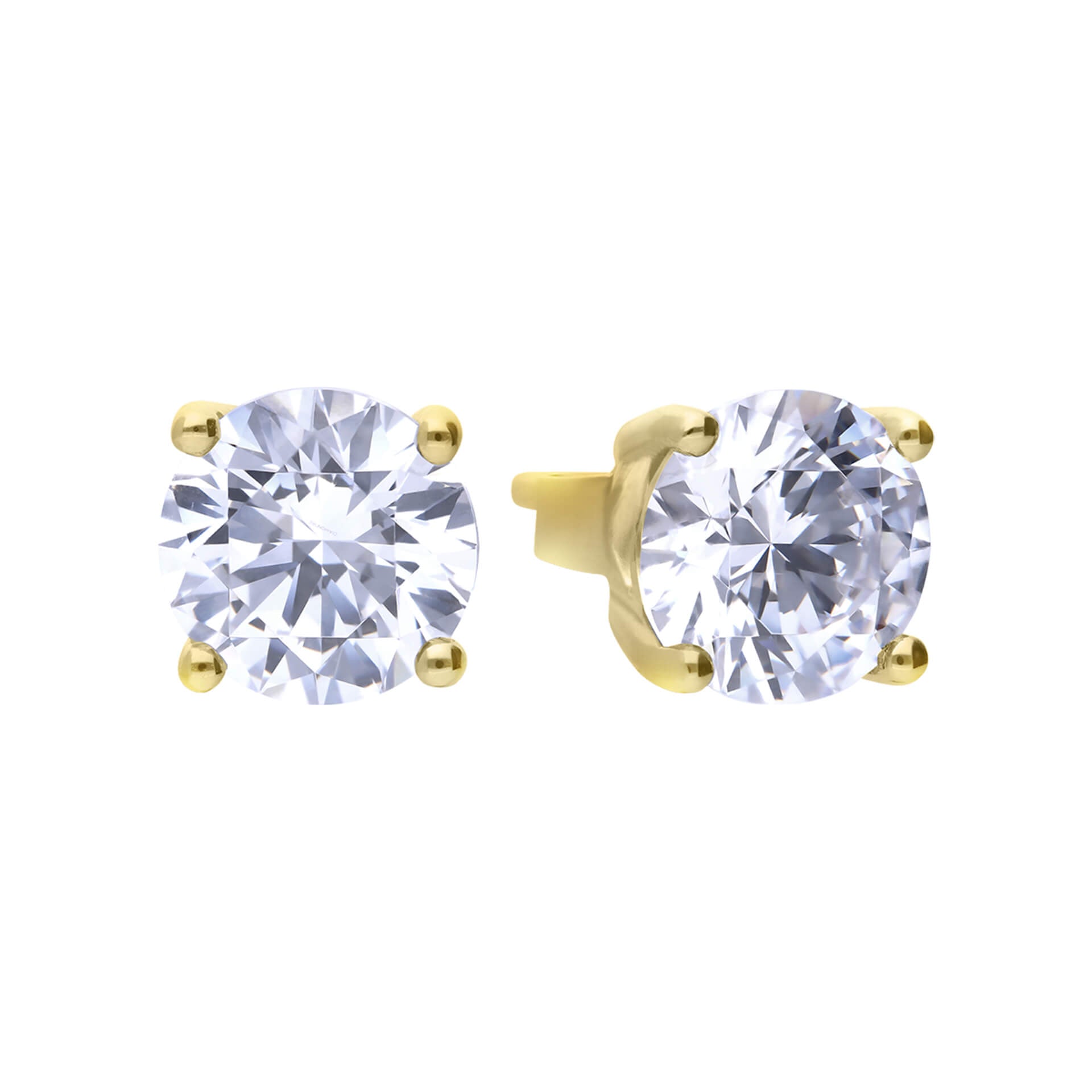 Gecko Jewellery Sterling Silver Four Claw Zirconia Solitaire Stud Earrings