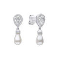 Gecko Jewellery Teardrop Zirconia and Shell Pearl Sterling Silver Earrings