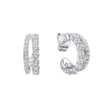 Gecko Jewellery Sterling Silver Double Row Zirconia 3/4 Hoop Earrings