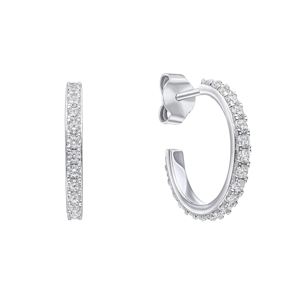 Gecko Jewellery Sterling Silver Zirconia 3/4 Hoop Earrings for Women