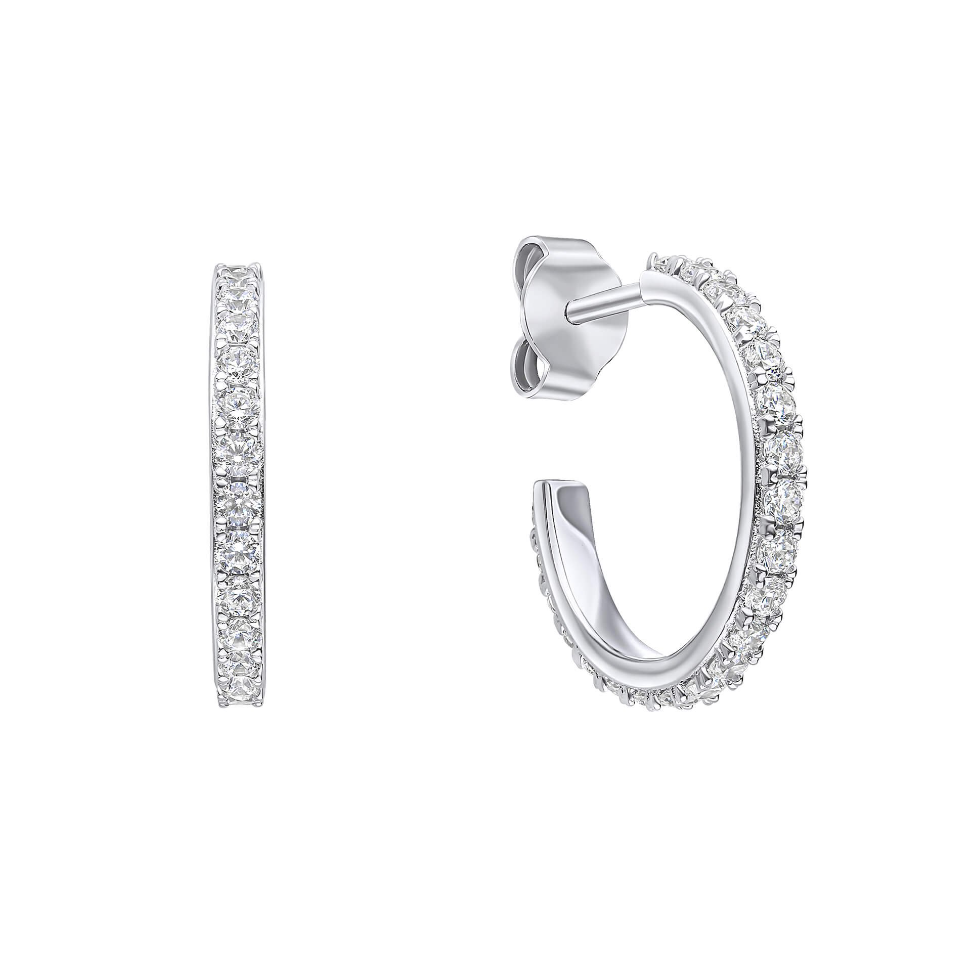 Gecko Jewellery Sterling Silver Zirconia 3/4 Hoop Earrings for Women