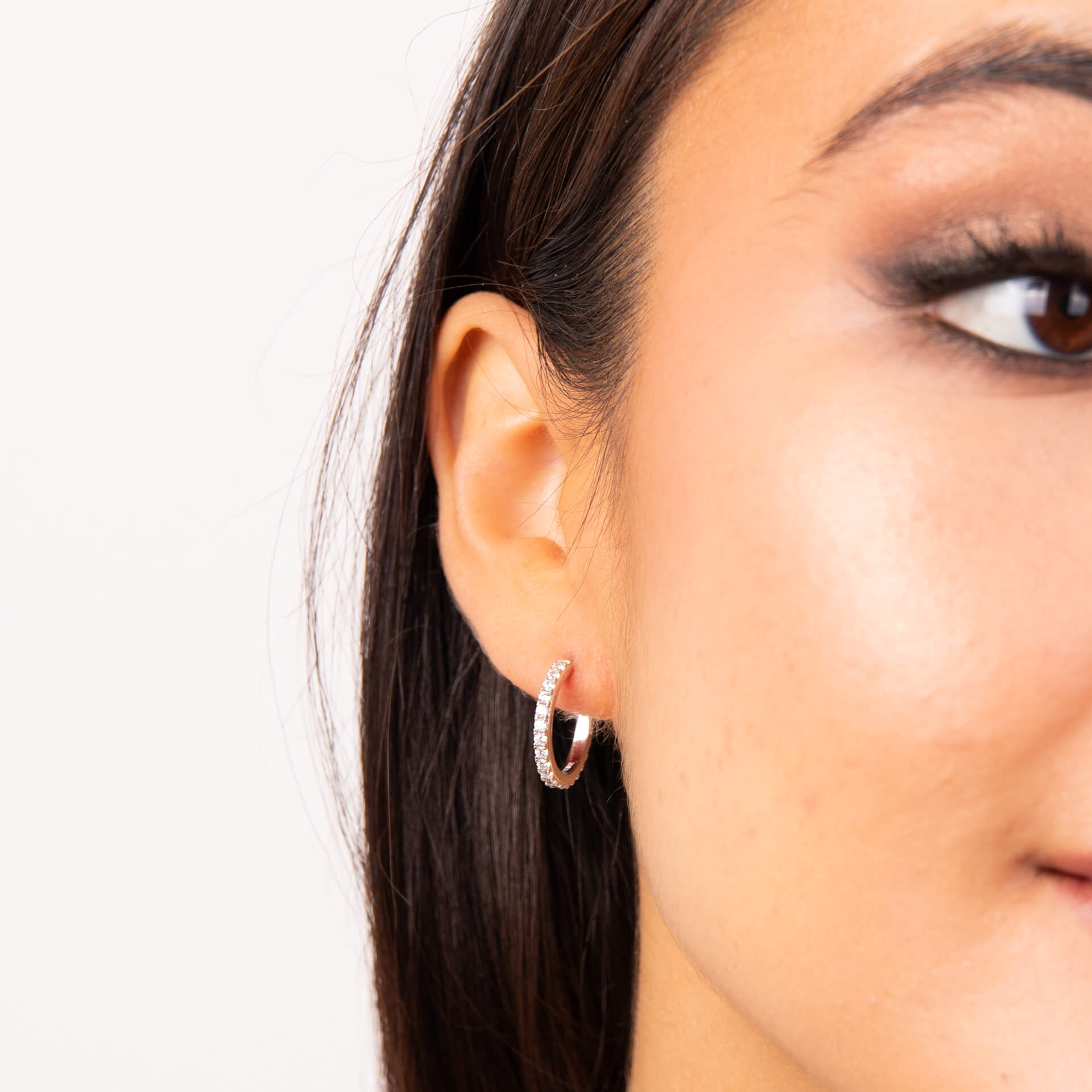 Gecko Jewellery Sterling Silver Zirconia 3/4 Hoop Earrings for Women