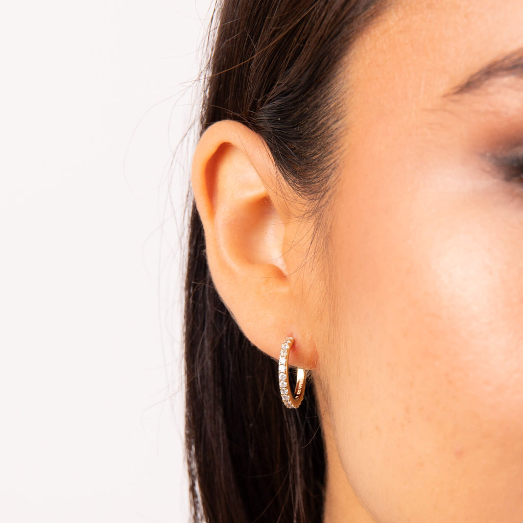Gecko Jewellery Sterling Silver Zirconia 3/4 Hoop Earrings for Women