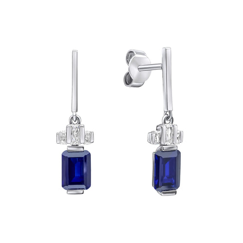 Gecko Jewellery Emerald Cut Zirconia Drop Earrings in Sterling Silver