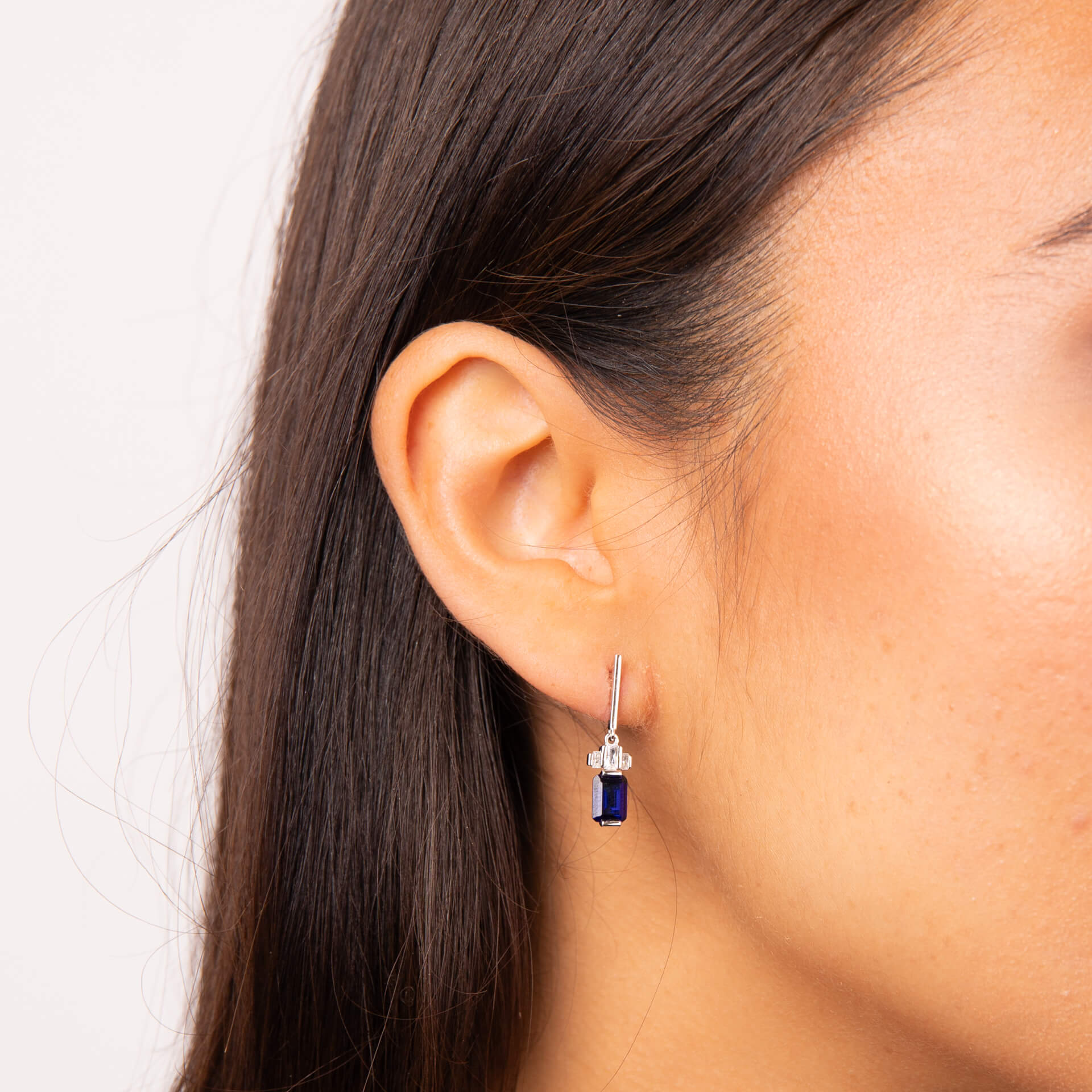 Gecko Jewellery Emerald Cut Zirconia Drop Earrings in Sterling Silver